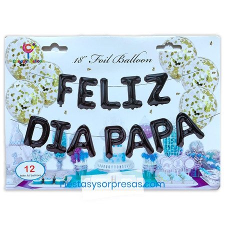 Letrero Feliz Día Papá globos metalizados