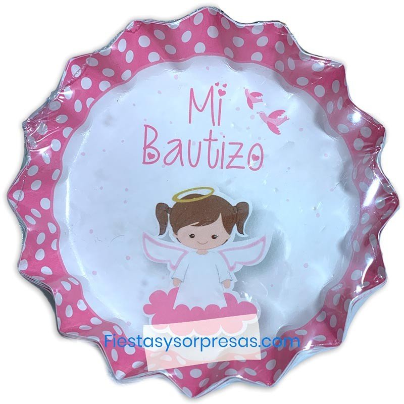 Plato para bautizo, color rosado