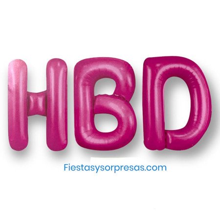 Letrero HBD en globos fucsia