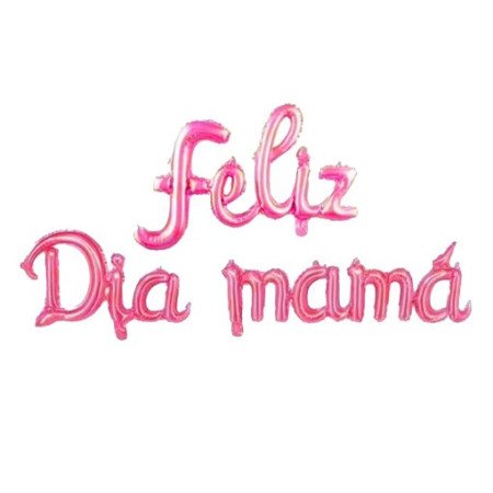Letrero en globos "Feliz día mamá" color rosado
