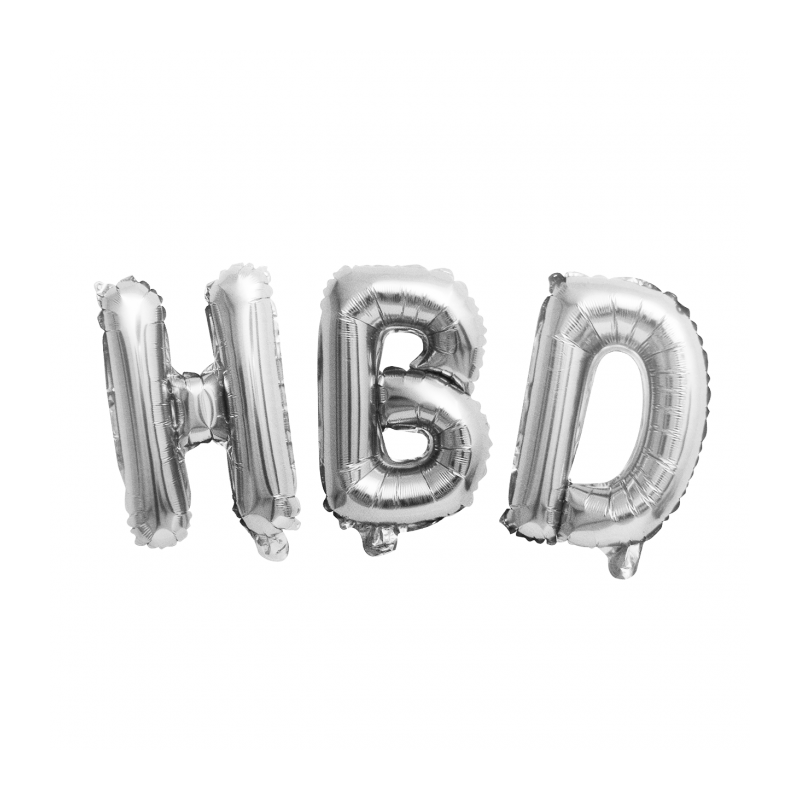 GLOBOS METALIZADOS HBD - 3 PIEZAS - PLATA - PAQUETE GLOBOS METALIZADOS HBD - 3 PIEZAS - PLATA - PAQUETE