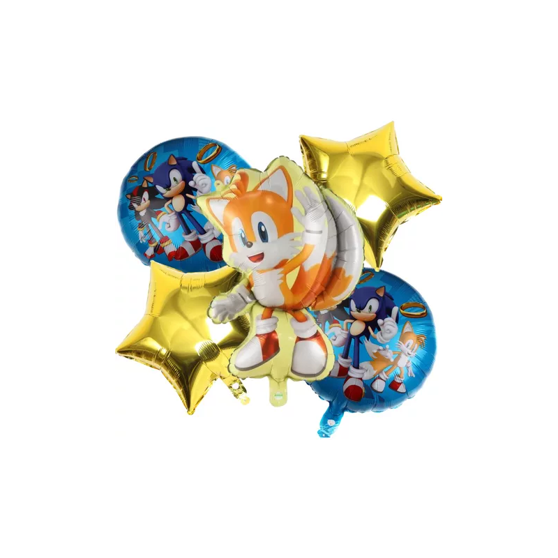 Set X 9 Globos Sonic Para Decoración Cumpleaños Bouquet