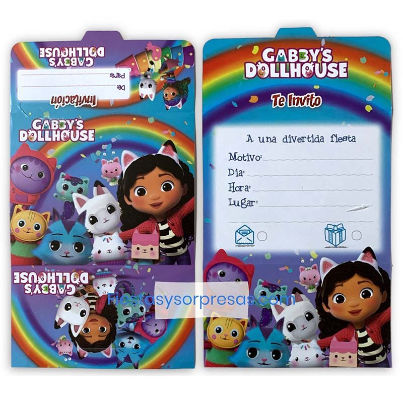 TARJETAS DE INVITACIÓN GABBY'S DOLLHOUSE TARJETAS DE INVITACIÓN GABBY'S DOLLHOUSE