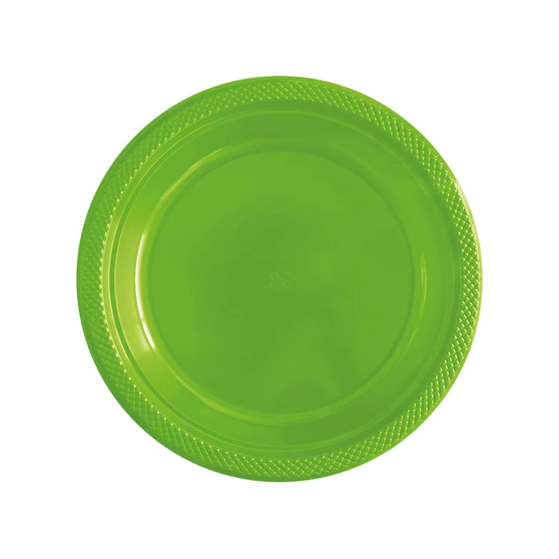 PLATO REDONDO GRANDE VERDE BICHE - PAQUETE X 10